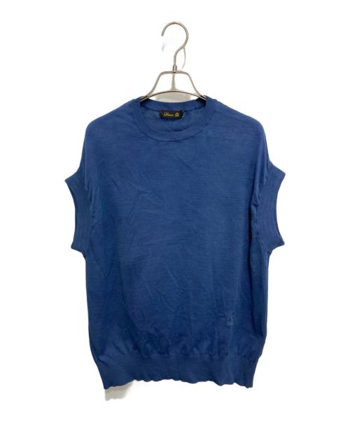 DRAWER（ドゥロワー）DRAWER (ドゥロワー) 16G天竺編みクルーフレンチスリーブニット ネイビー サイズ:-の古着・服飾アイテム