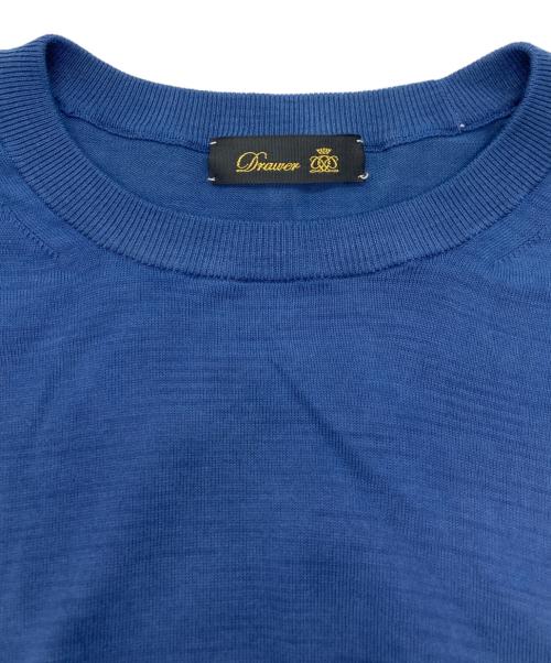 DRAWER（ドゥロワー）DRAWER (ドゥロワー) 16G天竺編みクルーフレンチスリーブニット ネイビー サイズ:-の古着・服飾アイテム