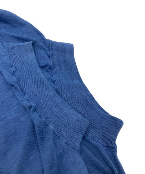 DRAWER（ドゥロワー）DRAWER (ドゥロワー) 16G天竺編みクルーフレンチスリーブニット ネイビー サイズ:-の古着・服飾アイテム