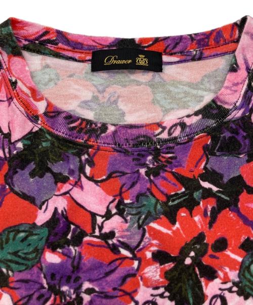 DRAWER（ドゥロワー）DRAWER (ドゥロワー) フラワープリントTシャツ ピンク サイズ:-の古着・服飾アイテム