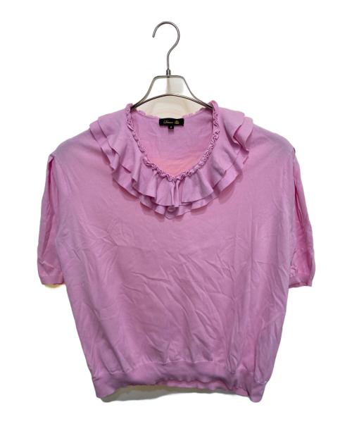 DRAWER（ドゥロワー）DRAWER (ドゥロワー) 18GフリルVネックニット ピンク サイズ:2の古着・服飾アイテム
