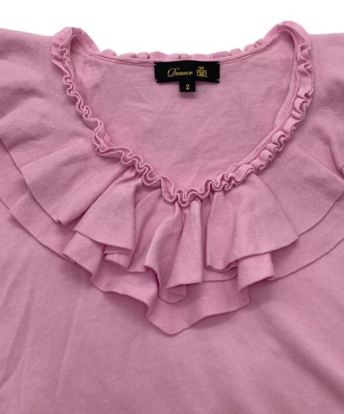 DRAWER（ドゥロワー）DRAWER (ドゥロワー) 18GフリルVネックニット ピンク サイズ:2の古着・服飾アイテム