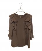 Apuweiser-richeアプワイザーリッシェ）の古着「シアーコンビラッフルブラウス」｜ブラウン