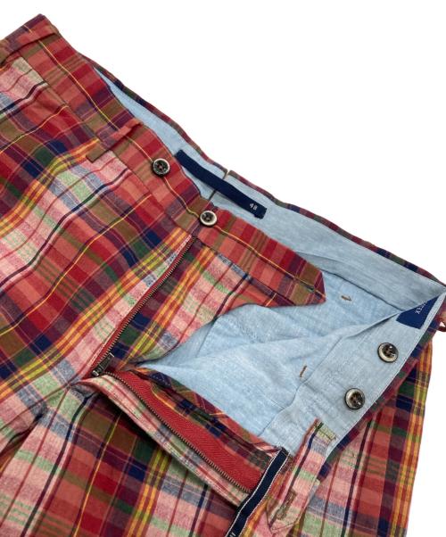 INCOTEX（インコテックス）INCOTEX (インコテックス) チェックパンツ レッド サイズ:48の古着・服飾アイテム