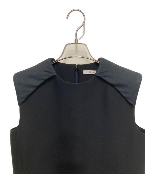 CELINE（セリーヌ）CELINE (セリーヌ) ウールノースリーブワンピース ブラック サイズ:42の古着・服飾アイテム