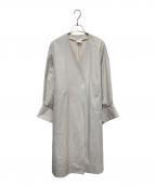 ELINエリン）の古着「ノーカラーベルテッドコート」｜アイボリー