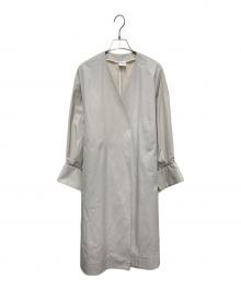 ELIN（エリン）の古着「ノーカラーベルテッドコート」｜アイボリー