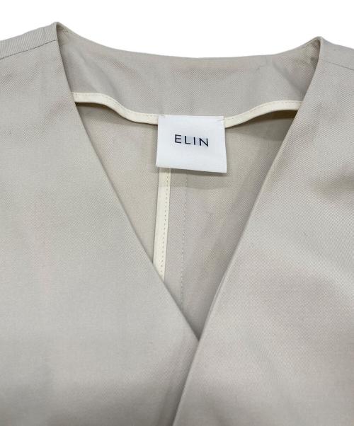 ELIN（エリン）ELIN (エリン) ノーカラーベルテッドコート アイボリー サイズ:36の古着・服飾アイテム