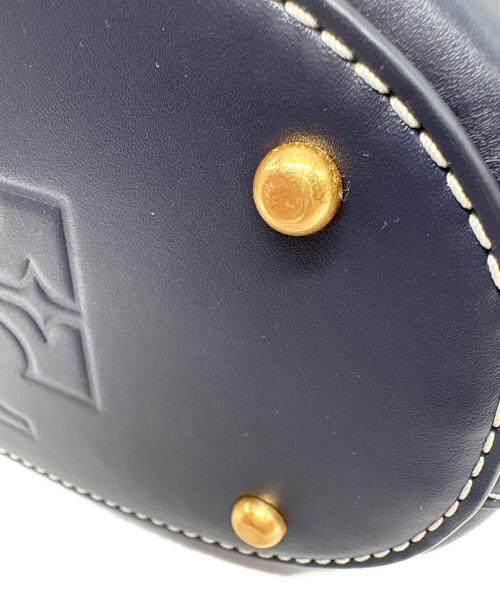 TORY BURCH（トリーバーチ）TORY BURCH (トリーバーチ) T モノグラム ジャガード バケットバッグ ネイビー×グレーの古着・服飾アイテム