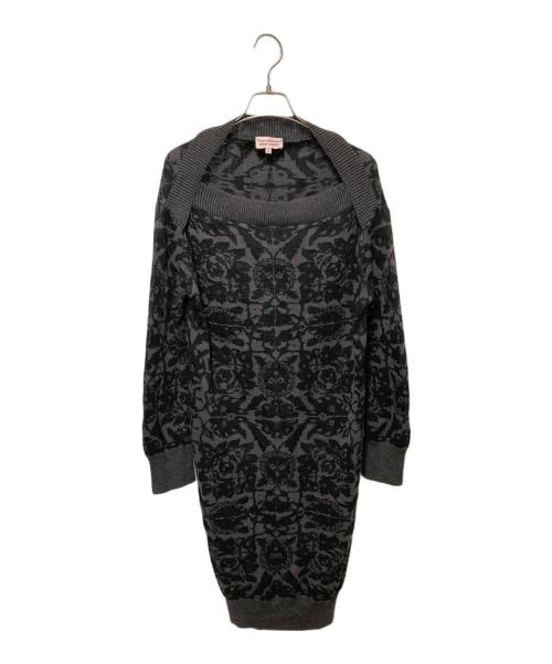 Vivienne Westwood RED LABEL（ヴィヴィアンウエストウッドレッドレーベル）Vivienne Westwood RED LABEL (ヴィヴィアンウエストウッドレッドレーベル) リネン混 総柄ワンピース グレー サイズ:2の古着・服飾アイテム