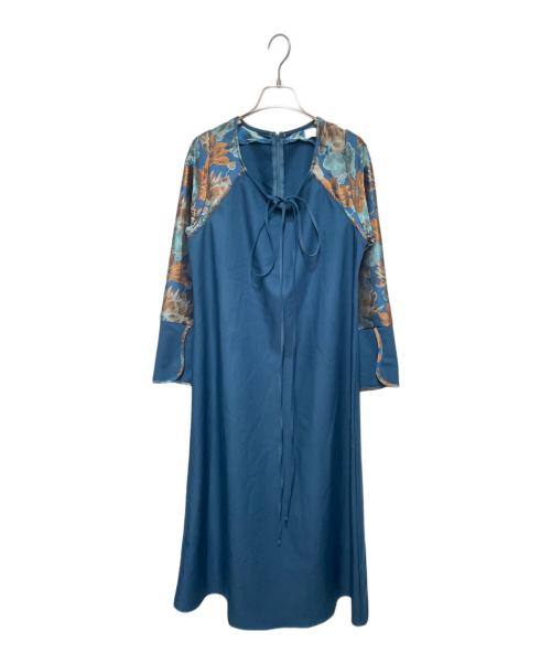 sahara（サハラ）sahara (サハラ) Cross Neck Jacquard Dress / クロスネックジャガードドレス ブルー サイズ:不明（実寸をご確認ください）の古着・服飾アイテム