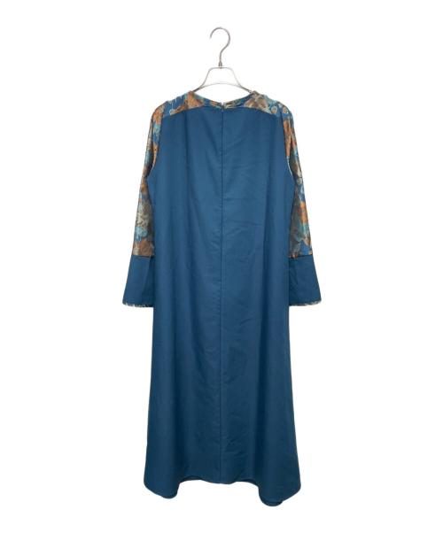 sahara（サハラ）sahara (サハラ) Cross Neck Jacquard Dress / クロスネックジャガードドレス ブルー サイズ:不明（実寸をご確認ください）の古着・服飾アイテム