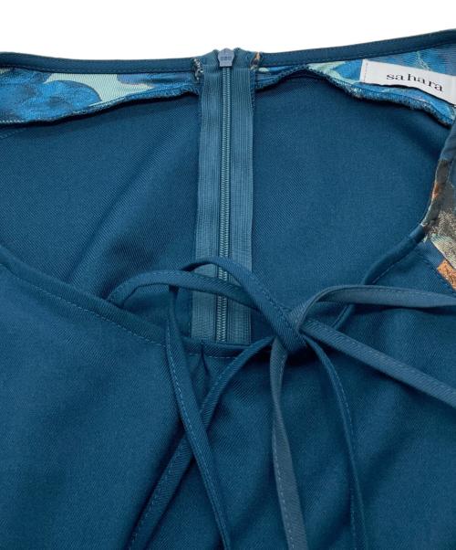 sahara（サハラ）sahara (サハラ) Cross Neck Jacquard Dress / クロスネックジャガードドレス ブルー サイズ:不明（実寸をご確認ください）の古着・服飾アイテム