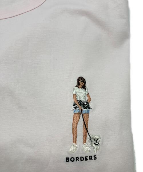BORDERS at BALCONY（ボーダーズアットバルコニー）BORDERS at BALCONY (ボーダーズアットバルコニー) EMBROIDERY TEE ピンク サイズ:Lの古着・服飾アイテム