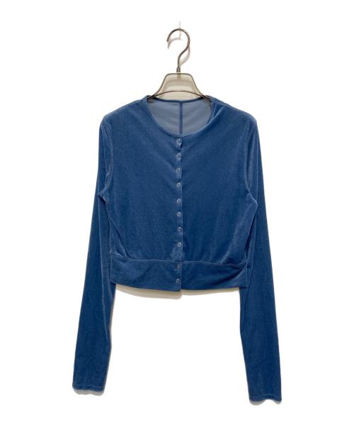 Adam et Rope（アダム エ ロペ）Adam et Rope (アダム エ ロペ) 【洗える・ストレッチ】シアートリコットベロアカーディガン ブルー サイズ:FREEの古着・服飾アイテム