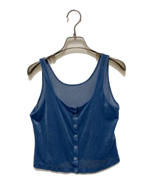 Adam et Rope（アダム エ ロペ）Adam et Rope (アダム エ ロペ) 【洗える・ストレッチ】シアートリコットベロアカーディガン ブルー サイズ:FREEの古着・服飾アイテム