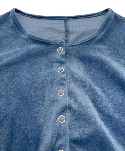 Adam et Rope（アダム エ ロペ）Adam et Rope (アダム エ ロペ) 【洗える・ストレッチ】シアートリコットベロアカーディガン ブルー サイズ:FREEの古着・服飾アイテム