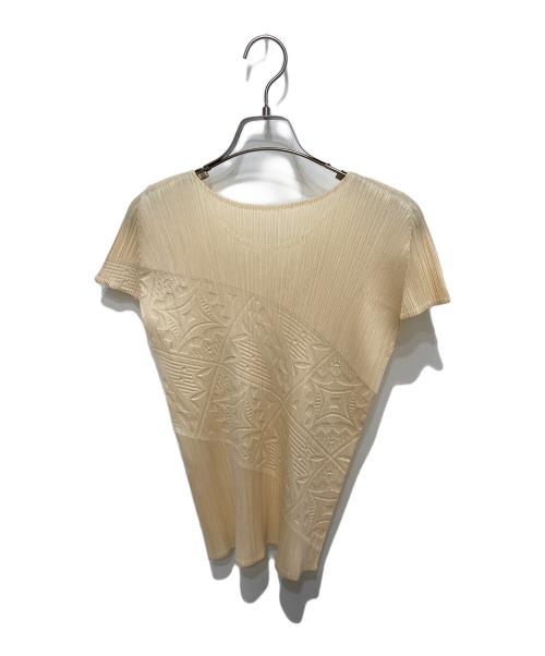 PLEATS PLEASE（プリーツプリーズ）PLEATS PLEASE (プリーツプリーズ) エンボス加工 型押し プリーツカットソー ベージュ サイズ:-の古着・服飾アイテム