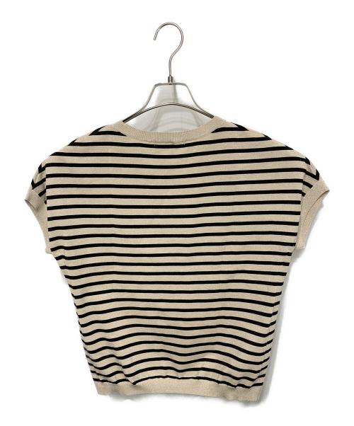 23区（ニジュウサンク）23区 (ニジュウサンク) レーヨンポリエステルストレッチ プルオーバー ラメニット アイボリー×ブラック サイズ:38の古着・服飾アイテム