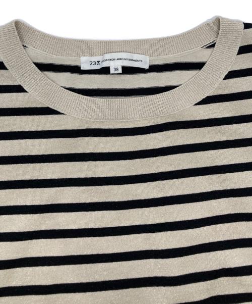 23区（ニジュウサンク）23区 (ニジュウサンク) レーヨンポリエステルストレッチ プルオーバー ラメニット アイボリー×ブラック サイズ:38の古着・服飾アイテム