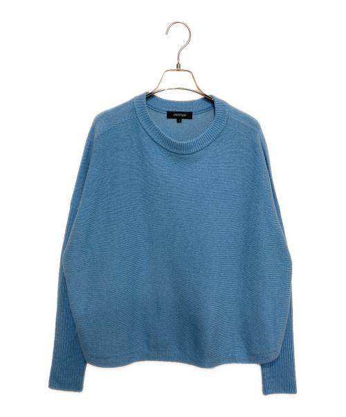 UNTITLED（アンタイトル）UNTITLED (アンタイトル) ウールシルクカシミヤミックス ボートネックプルオーバーニット ブルー サイズ:2の古着・服飾アイテム