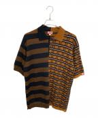 KENZOケンゾー）の古着「ニットポロシャツ / マルチストライププルオーバー」｜ブラウン