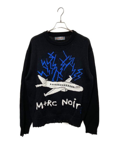 M+RC NOIR（マルシェノア）M+RC NOIR (マルシェノア) ダメージニット ブラック サイズ:Ｍの古着・服飾アイテム