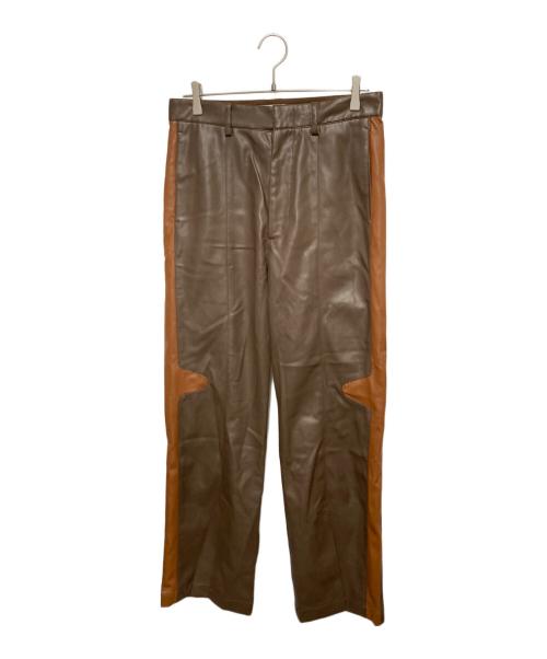 taupe（トープ）TAUPE (トープ) SIDE-LINE LEATHER PANTS ブラウン サイズ:3の古着・服飾アイテム
