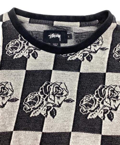 stussy（ステューシー）stussy (ステューシー) ローズチェッカーニット ブラック サイズ:Lの古着・服飾アイテム