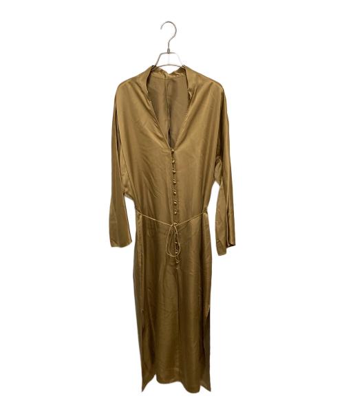Mame Kurogouchi（マメクロゴウチ）Mame Kurogouchi (マメクロゴウチ) スエードシルクタッチドレス ブラウン サイズ:2の古着・服飾アイテム