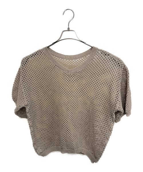 Whim Gazette（ウィムガゼット）Whim Gazette (ウィムガゼット) 2wayアイレットメッシュハーフスリーブプルオーバー ベージュ サイズ:FREEの古着・服飾アイテム