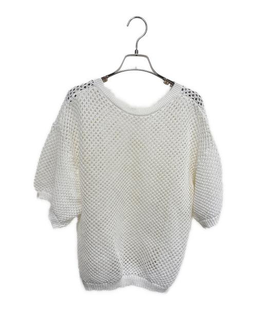 Whim Gazette（ウィムガゼット）Whim Gazette (ウィムガゼット) 2wayアイレットメッシュハーフスリーブプルオーバー ホワイト サイズ:FREEの古着・服飾アイテム