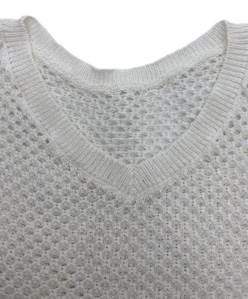 Whim Gazette（ウィムガゼット）Whim Gazette (ウィムガゼット) 2wayアイレットメッシュハーフスリーブプルオーバー ホワイト サイズ:FREEの古着・服飾アイテム