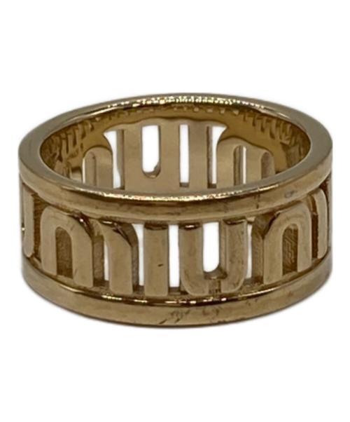 MIU MIU（ミュウミュウ）MIU MIU (ミュウミュウ) ロゴ リング ゴールド サイズ:Sの古着・服飾アイテム