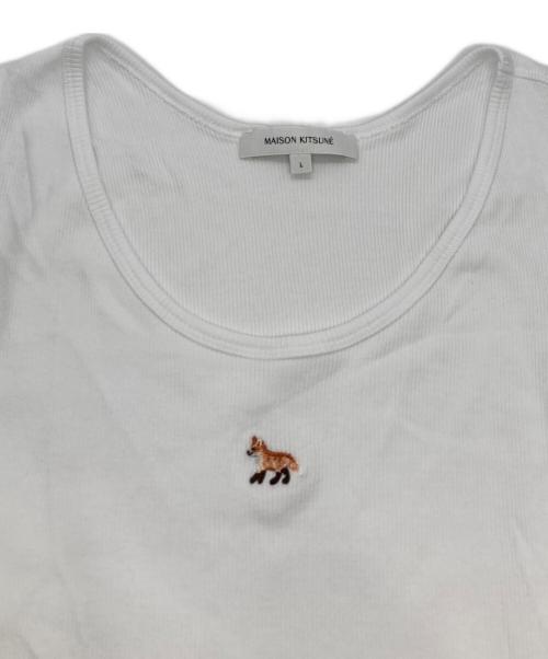 maison kitsune（メゾンキツネ）maison kitsune (メゾンキツネ) ベイビー フォックス リブ タンクトップ ホワイト サイズ:Lの古着・服飾アイテム