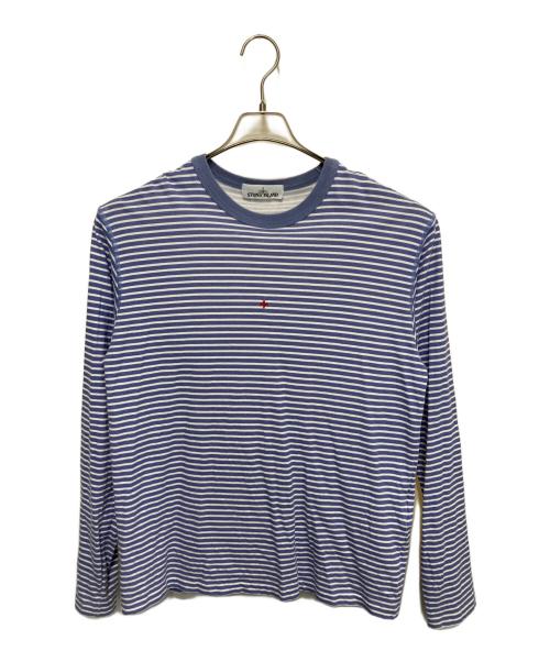 STONE ISLAND（ストーンアイランド）STONE ISLAND (ストーンアイランド) ボーダーTシャツ ブルー×ホワイト サイズ:Lの古着・服飾アイテム