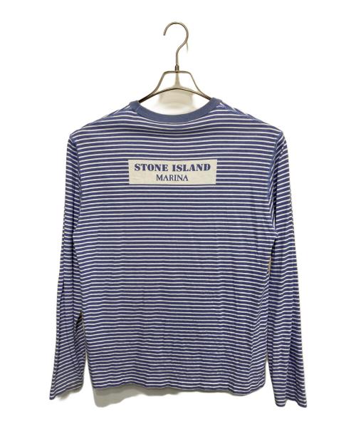 STONE ISLAND（ストーンアイランド）STONE ISLAND (ストーンアイランド) ボーダーTシャツ ブルー×ホワイト サイズ:Lの古着・服飾アイテム