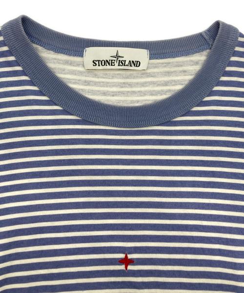 STONE ISLAND（ストーンアイランド）STONE ISLAND (ストーンアイランド) ボーダーTシャツ ブルー×ホワイト サイズ:Lの古着・服飾アイテム