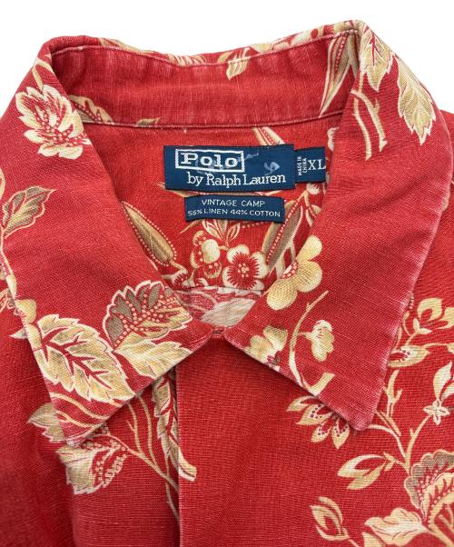 POLO RALPH LAUREN（ポロ・ラルフローレン）POLO RALPH LAUREN (ポロ・ラルフローレン) VINTAGE CAMP オープンカラーシャツ アロハシャツ レッド サイズ:XLの古着・服飾アイテム