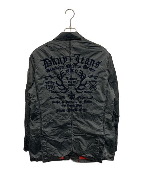 DKNY JEANS（ダナキャラン ニューヨーク ジーンズ）DKNY JEANS (ダナキャラン ニューヨーク ジーンズ) 90’Sナイロンテーラードジャケット カーキ サイズ:Lの古着・服飾アイテム