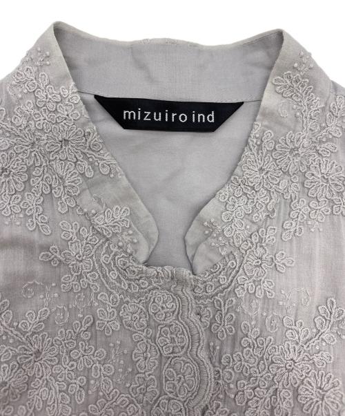 mizuiro-ind（ミズイロインド）mizuiro-ind (ミズイロインド) レーススタンドカラーワイドシャツ グレー サイズ:FREEの古着・服飾アイテム