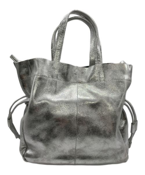 SHENERY（シーナリー）SHENERY (シーナリー) レザー巾着ショルダーバッグ シルバーの古着・服飾アイテム