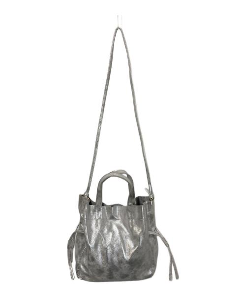 SHENERY（シーナリー）SHENERY (シーナリー) レザー巾着ショルダーバッグ シルバーの古着・服飾アイテム