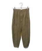 6(ROKU) BEAUTY&YOUTHロク ビューティーアンドユース）の古着「レーヨンコットンタックパンツ」｜ベージュ