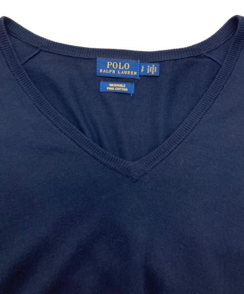 POLO RALPH LAUREN（ポロ・ラルフローレン）POLO RALPH LAUREN (ポロ・ラルフローレン) ウォッシャブルピマコットンニット ネイビー サイズ:Sの古着・服飾アイテム