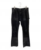 mnmlミニマル）の古着「フレアデニムパンツ」｜ブラック