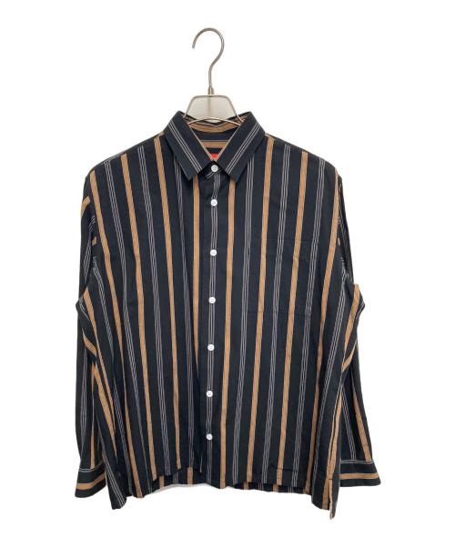 MAISON SPECIAL（メゾンスペシャル）MAISON SPECIAL (メゾンスペシャル) ストライプスクエアシャツ ブラック サイズ:44の古着・服飾アイテム