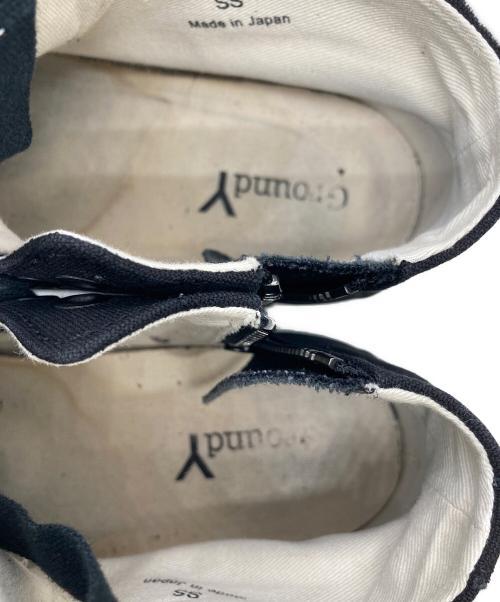 GROUND Y（グラウンドワイ）GROUND Y (グラウンドワイ) COTTON CANVAS MIDDLE RISE SNEAKERS ブラック サイズ:SS（実寸をご確認ください）の古着・服飾アイテム