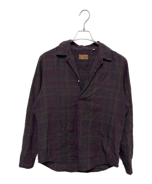 COLONYCLOTHING（コロニークロージング）COLONYCLOTHING (コロニークロージング) Tatsuya Nakamura 10th Anniversary / プールサイドシャツ パープル×オリーブ サイズ:Ｍの古着・服飾アイテム