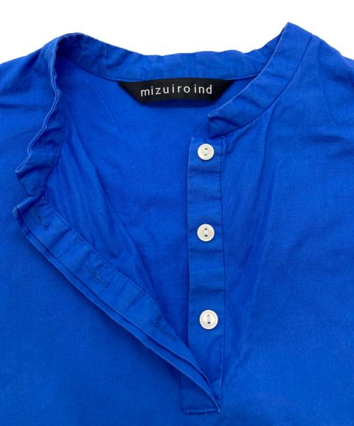 mizuiro-ind（ミズイロインド）mizuiro-ind (ミズイロインド) スタンドカラーダブルリボンシャツチュニック ブルー サイズ:FREEの古着・服飾アイテム